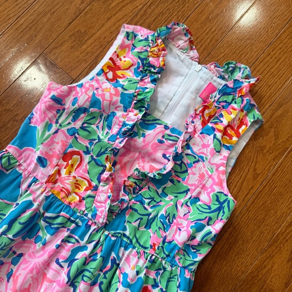 Lilly Pulitzer Mini Teresa Dress Girls 5 Multi Rose Ruffled Tiered Floral Preppy - Picture 2 of 9